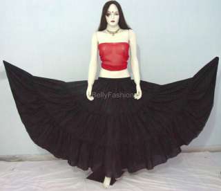 Black Cotton Tribal 10yd 3 Tier Skirt Gypsy Belly Dance  