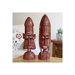  NOVICA Ashanti wood masks, Ancestral (pair): Home 