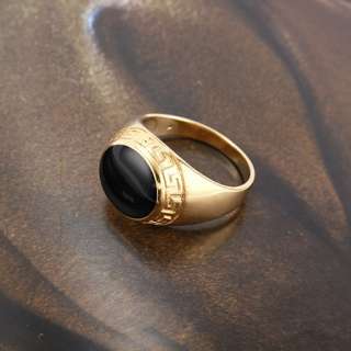   9K Solid Gold Filled Black Enamel Mens Ring,size 9, 120131 21  
