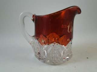 Antique EAPG Ruby Flash Souvenir Cup Creamer Glass Osage IA Iowa 