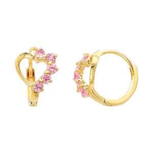   Heart Pink CZ Huggies Earrings for Baby and Children: The World