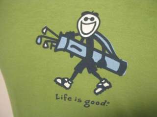 NEW NWT Green LIFE IS GOOD mens S Golf golfer T shirt  