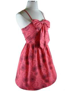 50s Style CORAL Floral BOW FEELING SOCIAL PINUP Dress  