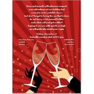  New Years Toast Bright Red Invitations: Home & Kitchen