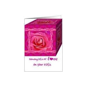  Fifty Years Old Birthday with Rose Covered Gift Box Card 