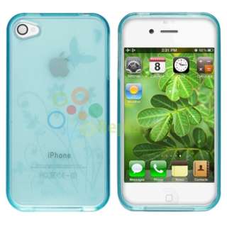 Blue +Pink TPU Butterfly Skin Case For iPhone 4 4S 4GS Sprint Verizon 
