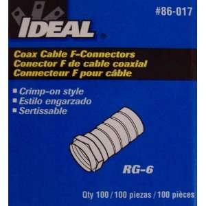  Box of 100 Coax Cable F Connectors RG 6 Crimp on Style 