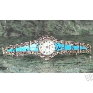   PETITE TURQUOISE MARCASITE INDIAN HILL JEWELRY WATCH: Everything Else