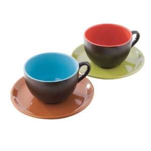  Mario Batali Cafe Cups and Saucers, Set of 2: Kitchen 
