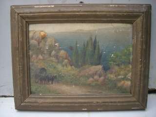 Nice antique oil on board landscape painting # as/1786  