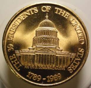 39 Presidents Pictorial Medal 1789 1989 UNC Commemorative 39mm (3m381 