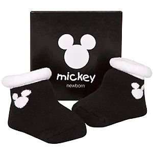    Disney Newborn Black Mickey Mouse Booties for Infants: Baby