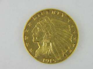 1915 $2.50 Indian Head Gold Quarter Eagle AU++ /D 942  