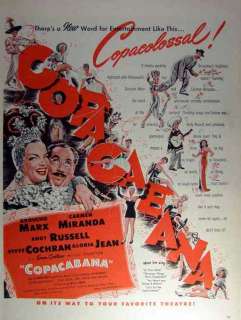1947 Copacabana Groucho Marx Carmen Miranda film AD  