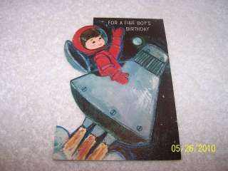 1960s Birthday Card With Space Capsule Outer Space  