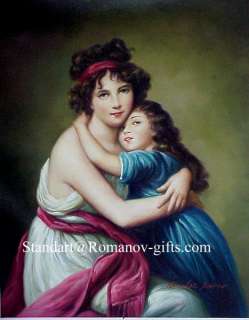 Oil Painting Regency Mother & Child Romney repro, signed Nicolas 