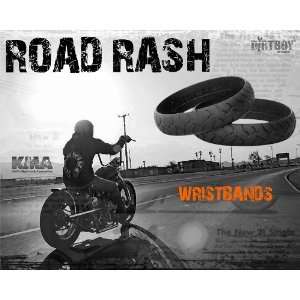  Road Rash Biker Black Tire Wristband Automotive