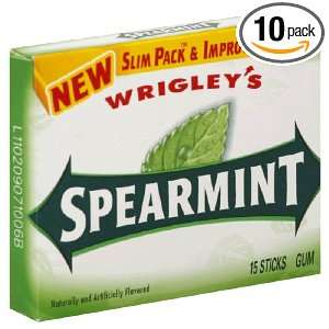 Wrigleys Spearmint, 15 Count (Pack of 10)  Grocery 