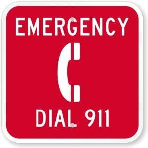  Emergency Dial 911 (with Graphic) Aluminum Sign, 12 x 12 