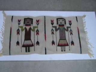 Wool hand woven Navajo Style Rug YEI Figures Mid 20th Century  