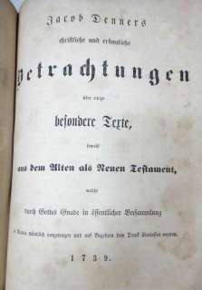 1860 antique JACOB DENNERS bible sermons BETRACHTUNGEN  