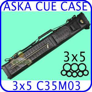 Leather Pool cue case 3 butt 5 shaft Aska C35M03 Black  