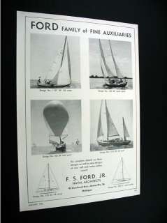 Ford Cutter Ketch Yawl sail boats 1960 print Ad  