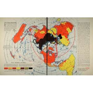  1941 Print Map World Axis Allies World War II Military 