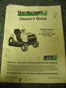 YARD MACHINES TRACTOR OWNERS MANUAL 690   699 SERIES  