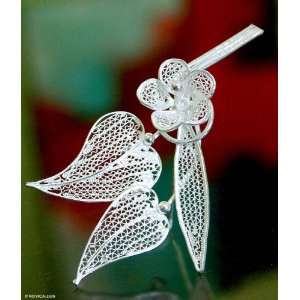  Brooch, Silver Camellia 2.4 W 1.5 L Jewelry