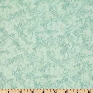   Tranquil Moments Script Teal Fabric By The Yard: Arts, Crafts & Sewing
