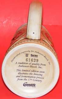 Anheuser Busch Beer Stein 1985 B Series W/ Certificate Of Authenticity 