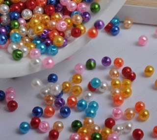 450 Mixed color Imitation Pearl ABS plastic round Charm Bead 4mm #1376 