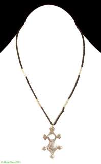 Tuareg Silver Cross Pendant Necklace African  