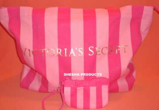 VICTORIAS SECRET Travel Pink Bag Tote Stripes NWT  