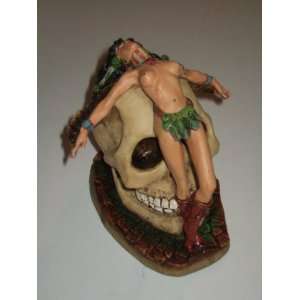  MYTHS & LEGENDS STATUARY INDIAN FEMALE/MAIDEN AND SKULL 