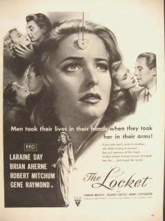 1947 RKO THE LOCKET LARAINE DAY ROBERT MITCHUM MOVIE AD  