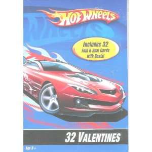    Box of 32 Hotwheels Valentine Cards With Seals: Toys & Games