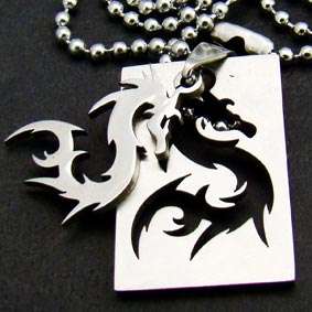 B2330 Mens Dragon 316L Stainless Steel Necklace Pendant  