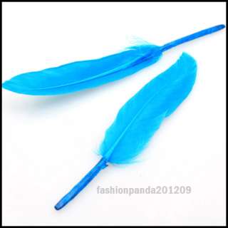   Goose Feathers Blue Fit Decorations Handmade DIY 4 6 inch FA2  