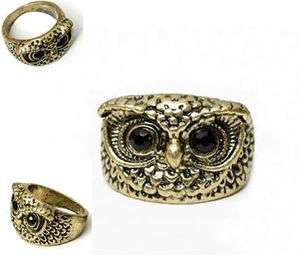   style Copper OWL Black eye Finger Ring US size 7 Xmas gift X35  