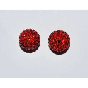  2 10mm Swarovski Rhinestone Pave Ball Beads Siam   AS44 