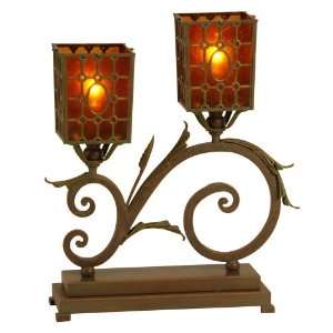   Raschella Verdi Bronze Twin Mica Uplight Table Lamp