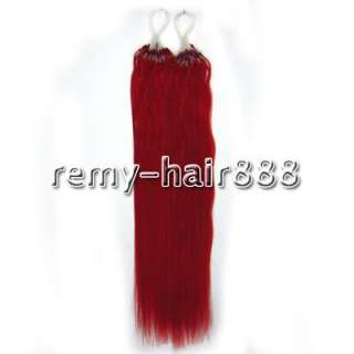 18 REMY micro ring human hair Extensions 100s#Red 0.5g  