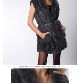 0209 Genuine Rabbit fur long vest/waistcoat/sleeveless  