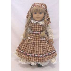  Long Winter Pioneer School Work Dress with Apron & Hair 