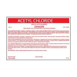  HC204P   Container Labels, Acetyl Chloride , 6 1/2 X 10 