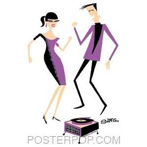  Shag retro disco dancers STICKER record player Everything 