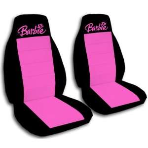  2 Black and Hot Pink Barbie seat covers for a 2010 