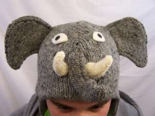   Elephant Hat Cartoon Animal Warm Wool Winter Ski Cap Ear Flaps  